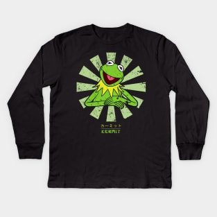 Kermit The Frog Retro Japanese Kids Long Sleeve T-Shirt